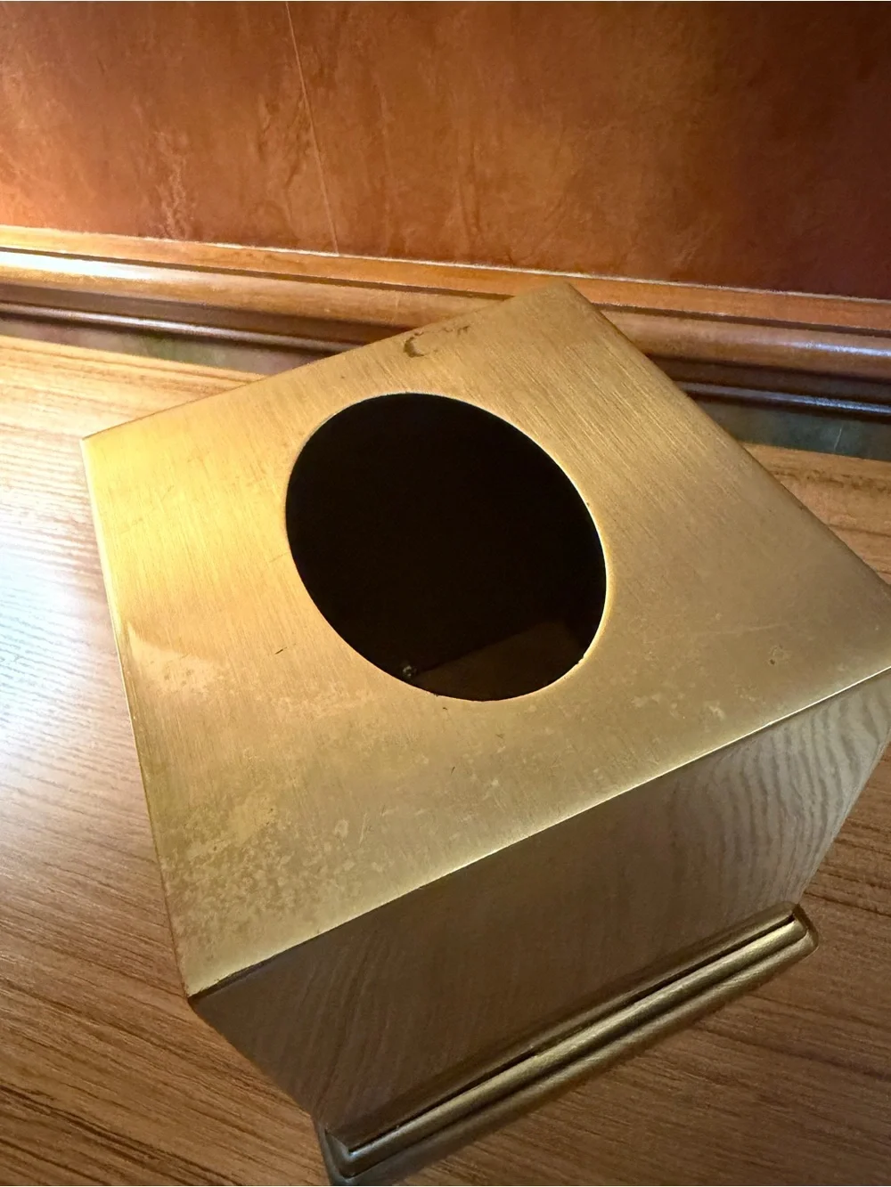 Vintage Matte Brass Square Tissue Box Cover Cube Hollywood Regency Vanity 6x6